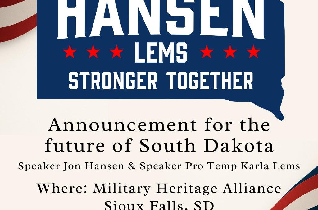 Speaker Jon Hansen and Rep. Karla Lems to Announce Gubernatorial Campaign